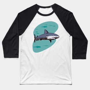 Grey Reef Shark Side View Retro Baseball T-Shirt